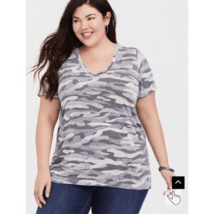 Classic Fit Vintage Burnout Camo Casual Collegiate Lounge Comfy V-Neck Tee